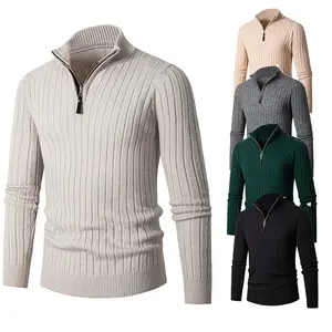 Mens Vertical Striped Wool Blend Cardigan