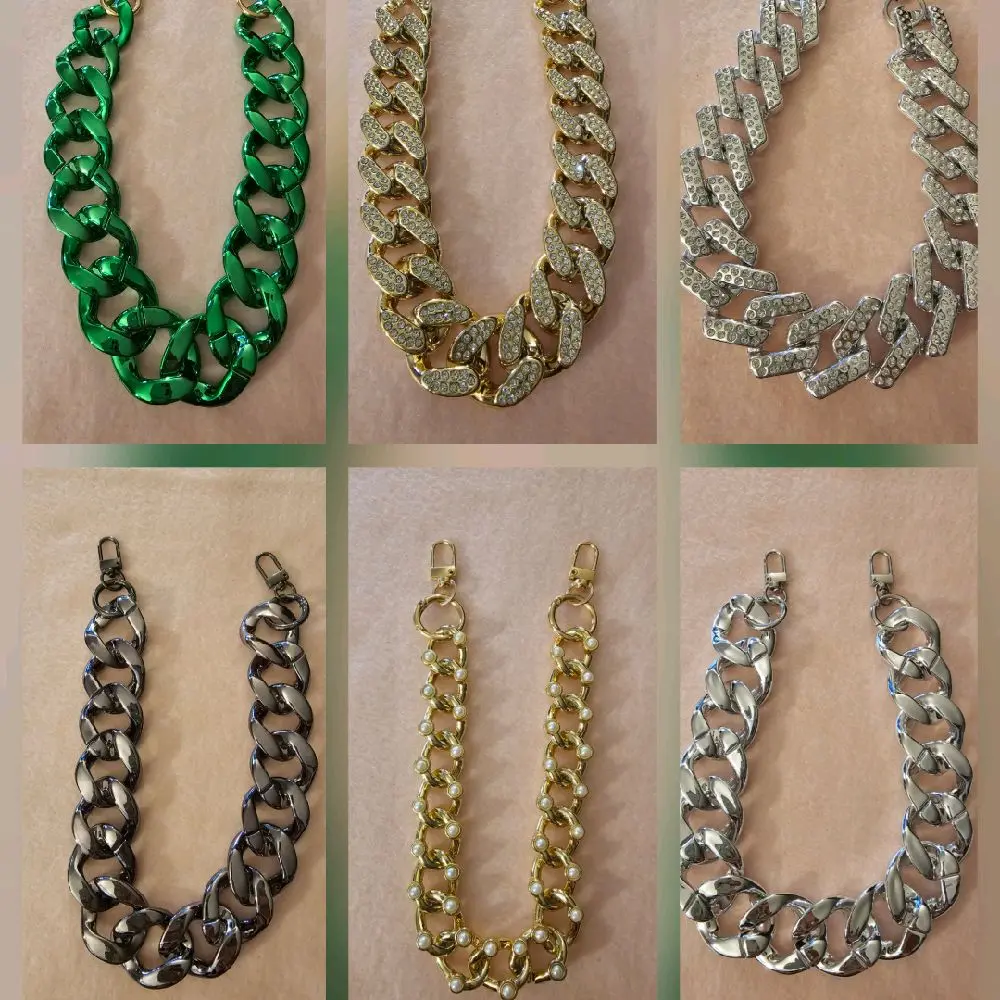Acrylic Charm Bag Chains with Metallic Shine, Chunky Link Detachable Replacement Purse Strap for a Quick Style Switch