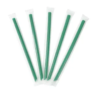 Green Individually Wrapped Plastic Drink Straws (L9" 8MM) - 2500 Pieces/Case