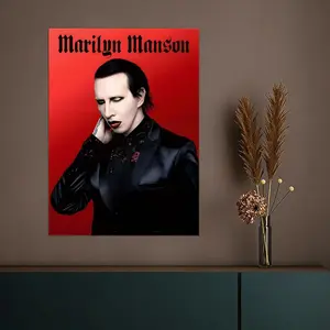 Hot MMarilyn Mansoner Poster HD Heavy-Duty Self-Stick Waterproof Wall Decor Tool-Free Install Durable & Reusable Conceals Wall Flaws Elevates Home Style Perfect for Living Room Bathroom & Kitchen Easy Apply & Remove