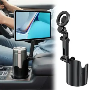 2 in 1 Magnetic Phone Tablet Holder Stand for MagSafe, 360° Rotation Magnet Car Cup Phone Holder Mount, Adjustable Car Bottles Drink Holder Cradle Universal for iPhone Samsung Galaxy, for iPad Pro 11 / 10.5 / 9.7 iPad Mini 4/3/2/1 iPad Air 5/4/3/2
