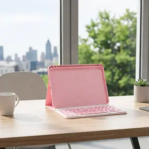 iPad 10th Generation Case with Keyboard 10.9 Inch 2022 Detachable Pink Bluetooth Keyboard with Built in Pencil Holder Cover