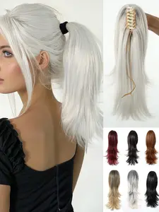 Silver White Claw Clip Ponytail 🤍 3 Secs Wear & Go Instant Fluffy Volume Natural Looking Claw Clip Extension