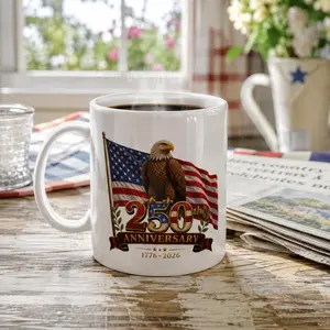 America 250th Anniversary Coffee Mug  1776-2026 Ceramic Gift for a Patriotic Family, USA July 4th Drinkware, Independence Day Cup