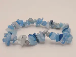 Blue Chalcedony Bracelet Handmade Genuine Crystal Stretch  Bracelet