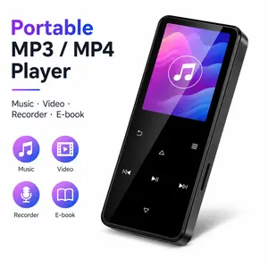 Portable MP3/MP4 player with built-in speaker, touch button music player, recorder, e-book reader, video playback, supports TF/microSD card expansion, suitable for travel, study, and commuting.