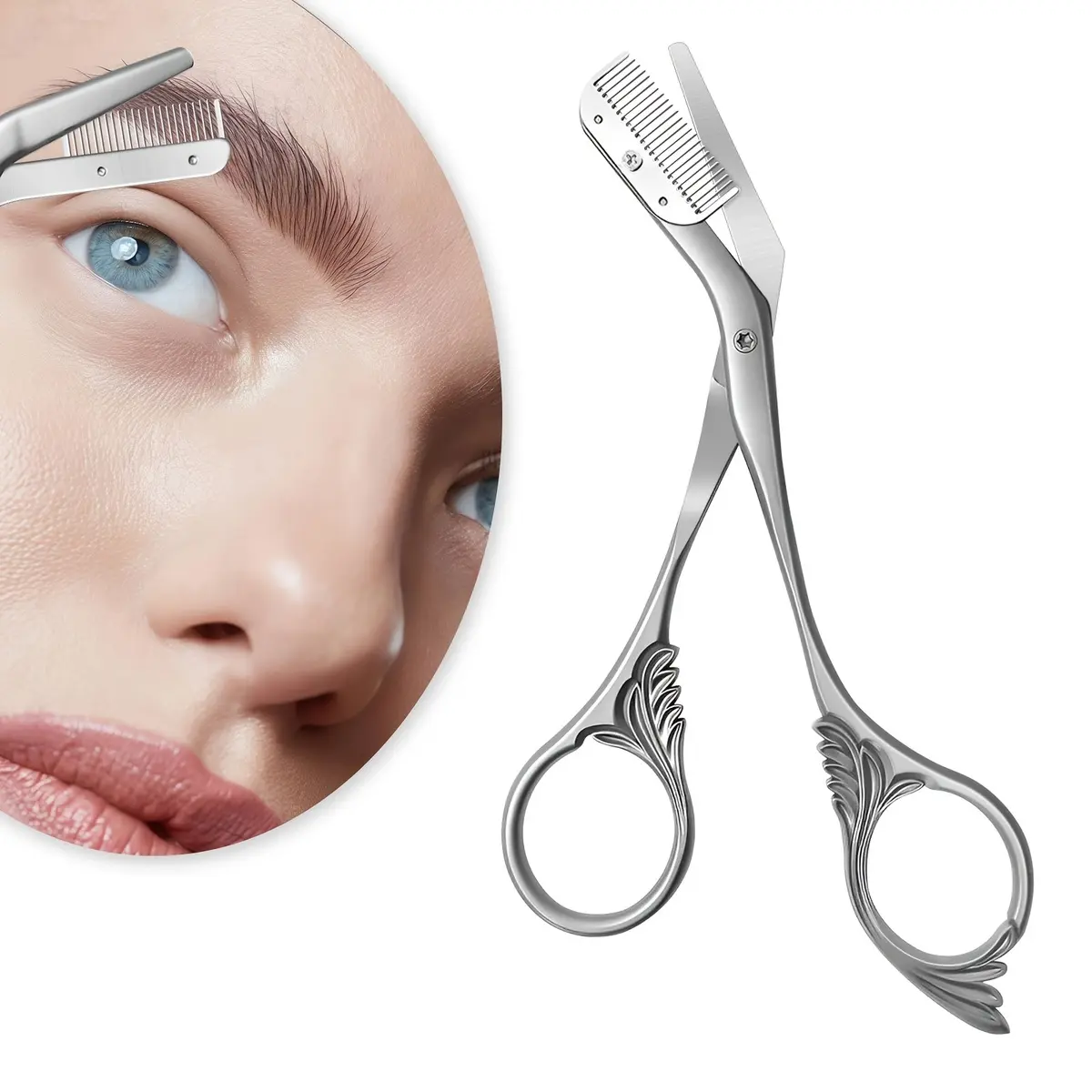 Stainless Steel Professional Eyebrow Scissors - Ambidextrous Trimmer for Men and Women's Precise Shaping