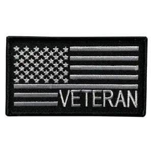 Veteran USA Flag Tactical Patch [Hook Fastener - 3.5 X 2.0 V-8]