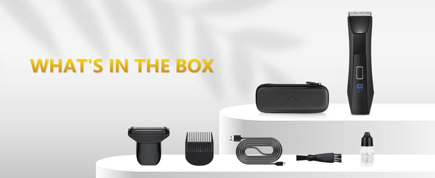 Body Trimmer for Men, Groin & Body Hair Trimmer, Ball Foil Shaver, Nose Hair Clippers, 3 in 1 Men's Waterproof Wet/Dry Groomer with Travel Case &Travel Lock, LED Display, Black