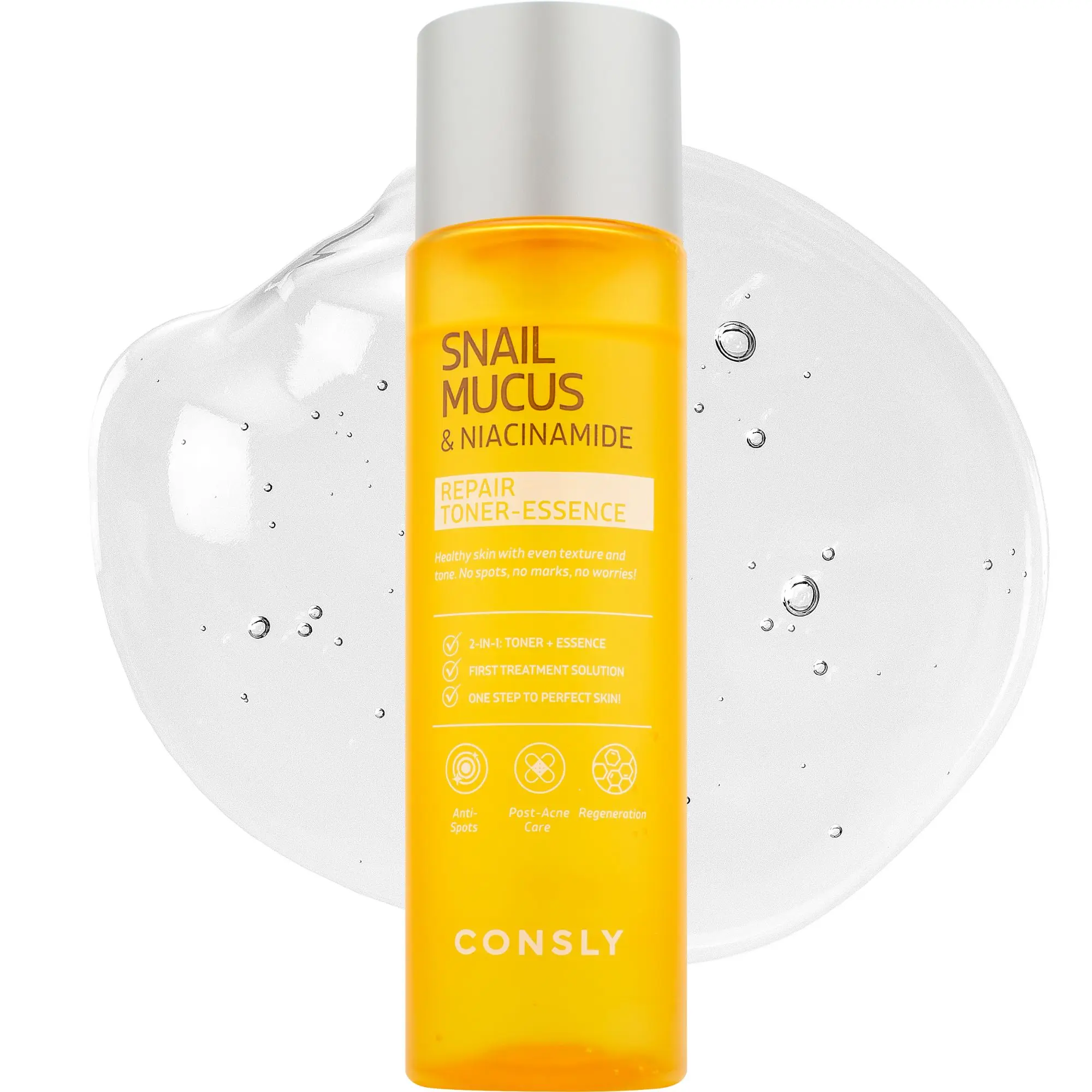 snail mucin, niacinamide, toner essence, hydrating toner, soothing essence, post-acne care, barrier repair, elasticity, glass skin, pore care, oil control, calming, moisturizing, lightweight, shine control, smooth texture, k-beauty, korean skincare, fragr