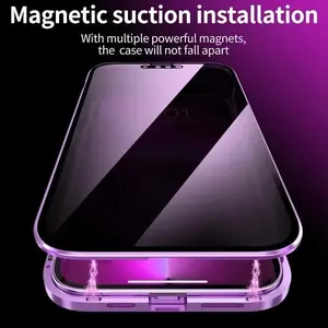 Anti-peeping Double Sided Magnetic Adsorption Case For iPhone 16e 15 14 13 12 16 Pro Max XR 7 8 Privacy Screen Shockproof Cover