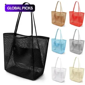 Large Capacity Beach Bag with Interior Pockets & Lightweight Mesh Design - Essential for Vacation & Travel Beach Tote