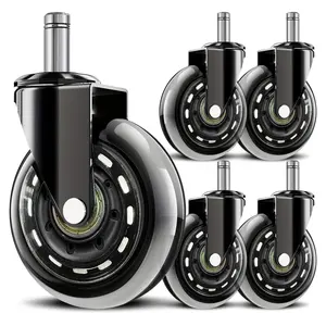 2024Universal Chair Wheel, 5pcs Heavy Duty Rubber Wheel, Chair Replacement Wheel, Office Chair Wheel, Rubber Wheel For Home Office