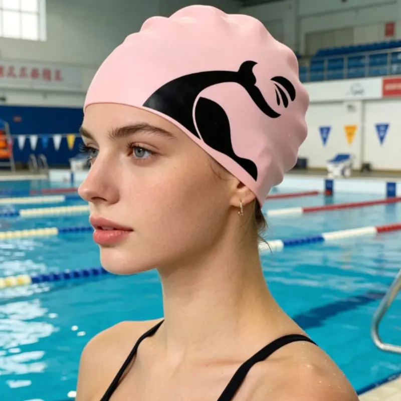 Waterproof Silicone Swimming Cap for Long Curly Hair, Unisex Fitness Swim Gear, Protects Ears and Hair, Suitable for Men and Women, 1 Piece, Swim Caps