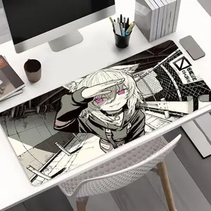 Kawaii Anime Cat Girl Large Gaming Mouse Pad, Washable Aesthetic Office Desk Pad, Non-Slip Rubber Base, Stitched Edge, Gaming Desk Accessory, For Home Office, Laptop, Gift For Friends, Family & Gaming Enthusiasts
