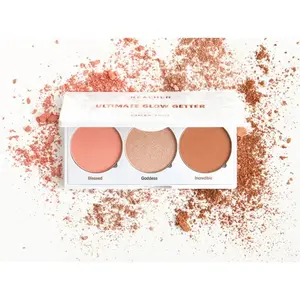 RealHer Ultimate Glow Getter Cheek Trio - Universal Peach Color Blush, Highlight, and Bronzer for Makeup - Cosmetic