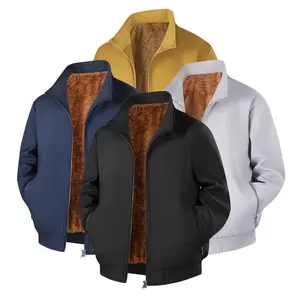 Men's Pull-On Plain Fleece Jacket - Warm Autumn-Winter Casual Outerwear, Menswear Tops