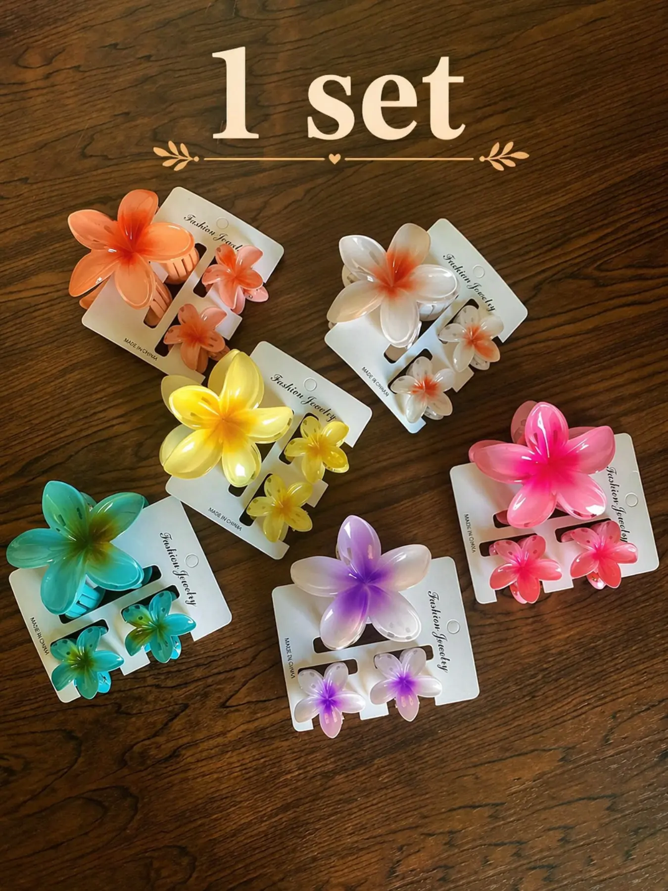 Elegant Floral Hair Clips Set, 3-Piece Plastic Barrettes for Women, Stylish Flower Design Accessories for All Occasions, Hair Claws Set, Fashion Hair Accessories