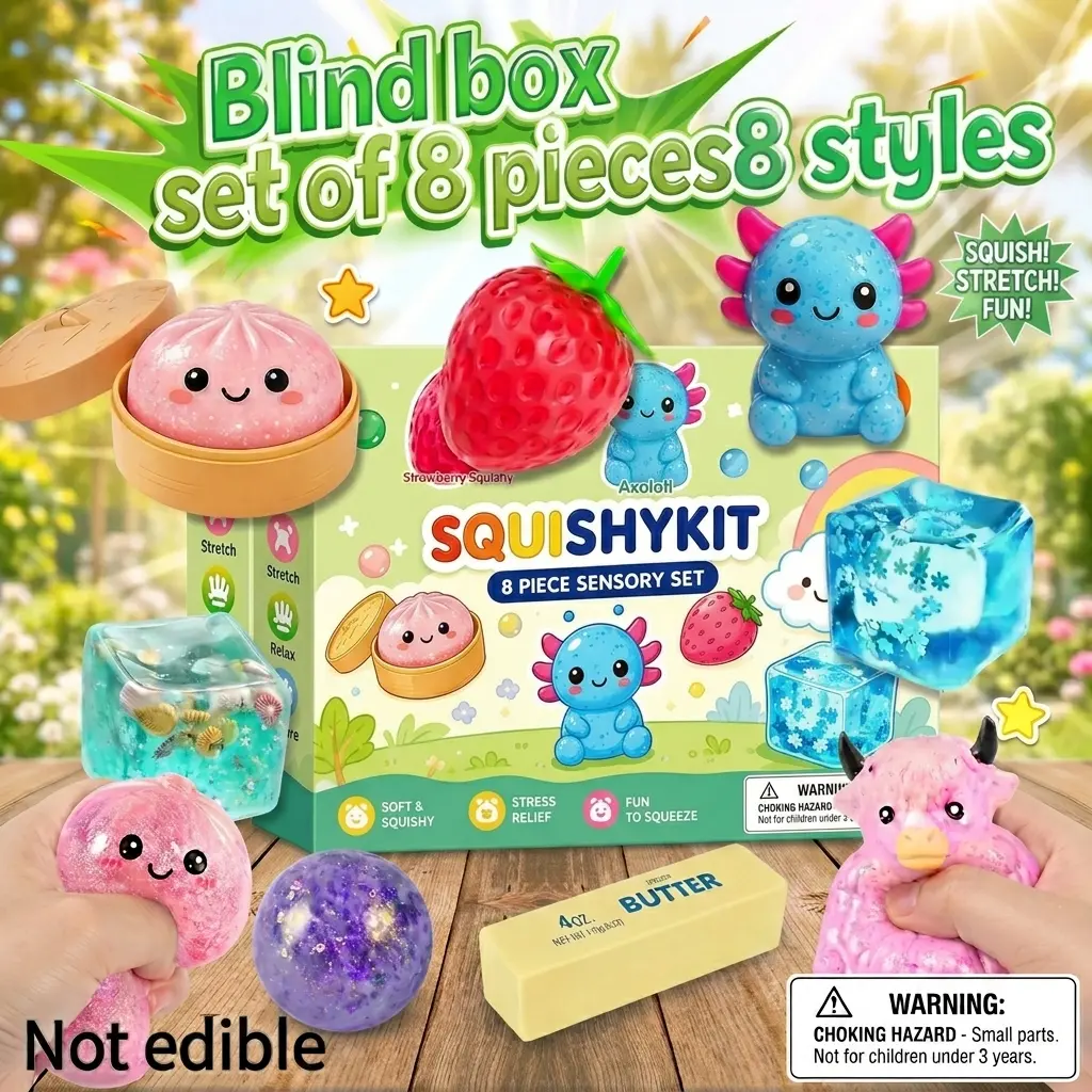 8-Piece Malt Sugar Stress Relief Fidget Toy Bundle, Slow Return Squishy Sensory Toys, Creative Party Gift for Kids Adults summerwins,mid year sale