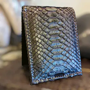 Umber Brown #Snakeskin Leather Wallet, Ships from USA, 6 card slot, Bifold Wallet,  Billfold Wallet, Window ID, Handmade wallet, Rare Wallet