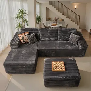 Oversize Boneless Cloud Sectional Couch with L-Shape Chaise With Removable Ottomans,Modern Modular Sofa with Deep Seat, Upholstered Couches for Living Room Bedroom,No Assembly Required,Free Combination