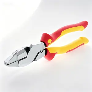 Insulated Industrial Pliers with Crimpers 9.5" NE Style Lineman's Tool, High Leverage Hand Tool, Professional Electrical Pliers, VDE Safety Certified, Comfort Grip for Secure Handling