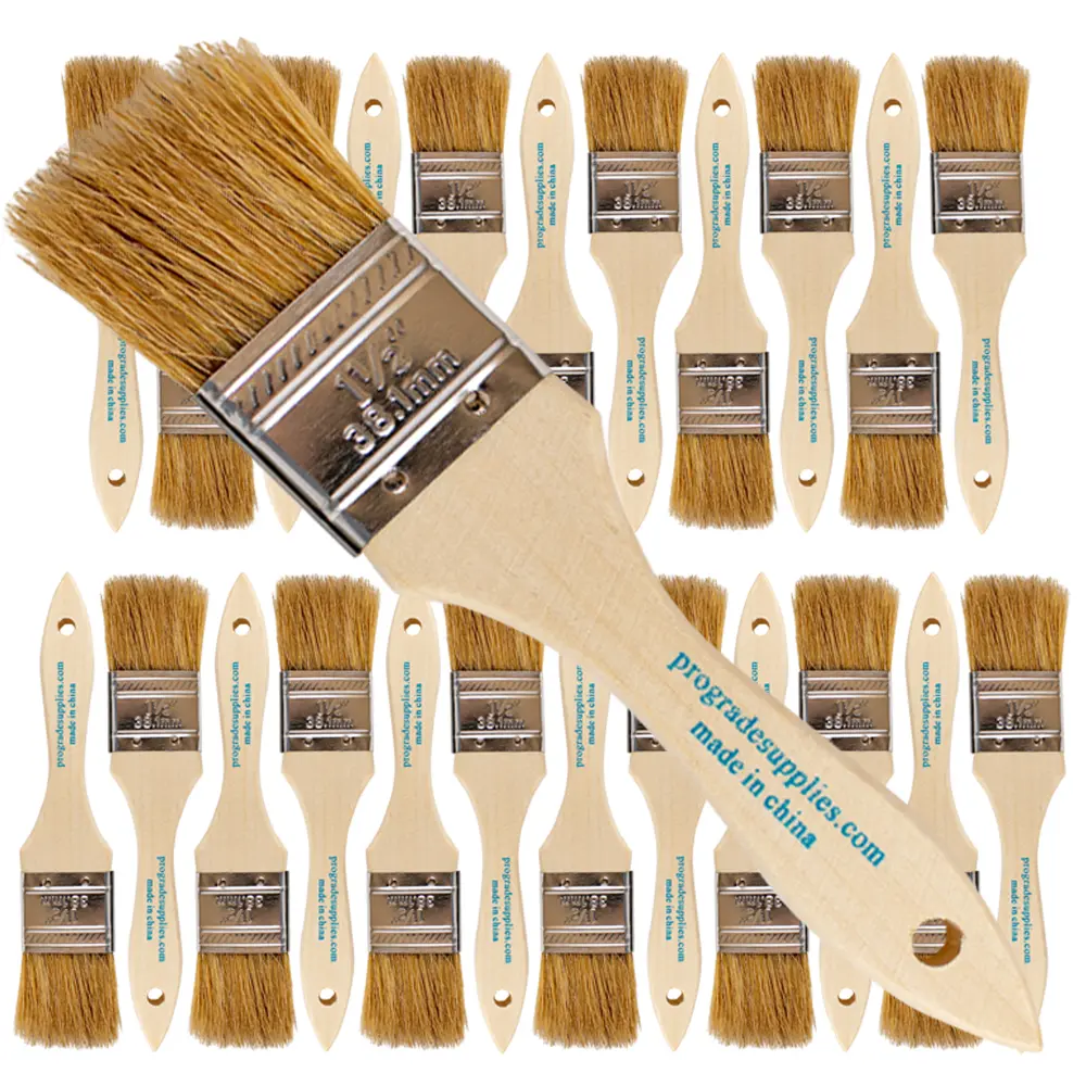 Vermeer Chip Paint Brushes - 24-Pack - 1.5" Chip Brushes for Paints, Stains, Varnishes, Glues, & Gesso - Home Improvement - Interior & Exterior Use
