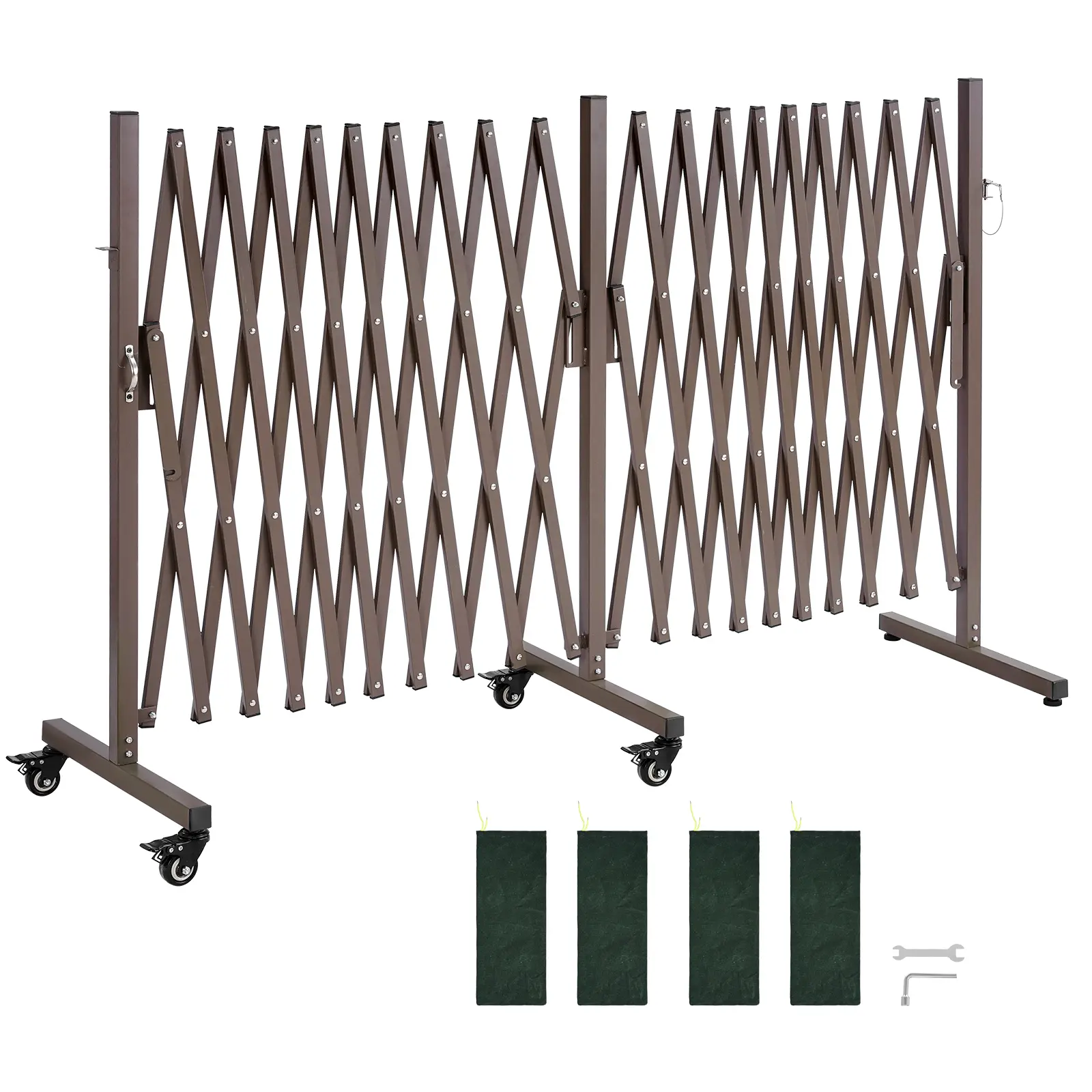 【SummerFinds】VEVOR 20ft (6m) Length Lockable Double Expandable Baby Safety Gate, Iron Posts with Lockable Casters & Built-in Clip, Portable Folding Metal Barricade for Area Blocking, Patio