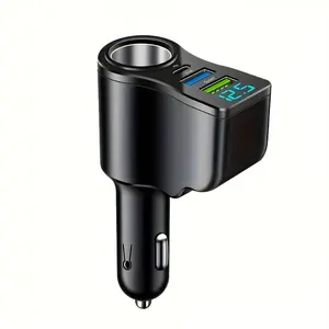 Multi-Function Car Charger One to Three Multifunctional Power Adapter with 2 USB & Type-C Ports Fast Charging Adapter for Multiple Devices