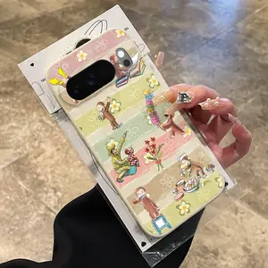 Rounded Edge Phone Case for Google Pixel 10 9 8 7 Pro A XL Monkey's Daily Delights Pattern Anti-Scratch Shockproof TPU Bumper Drop-proof Cover Cellphone Protective