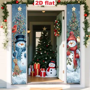 1Pair Christmas Decoration Couple Door Hanging, Snowman Door Decorations, Christmas Entrance Hall Welcome Ornament, Holiday Atmosphere Prop, Home Ornament