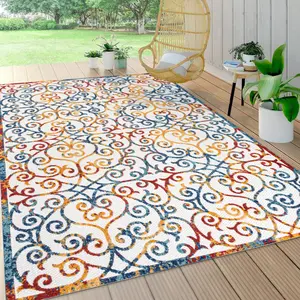 JONATHAN Y Atrani Scroll Trellis Indoor/Outdoor Area Rug; for Living Room, Kitchen, Bedroom, Dining Room, Patio, Porch, Backyard