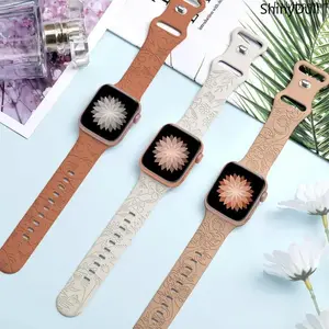 3-Pack Flower Pattern Silicone Watch Bands for Apple Watch, 38-49mm Breathable Straps
