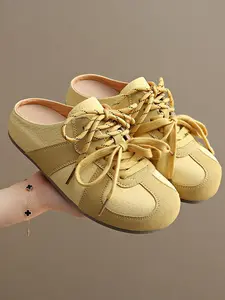 Women's Fashionable Lace Up Low Top Sneakers, Casual Comfortable Sports Walking Shoes, Female All-match Round Toe Shoes for Daily Wear, Girl