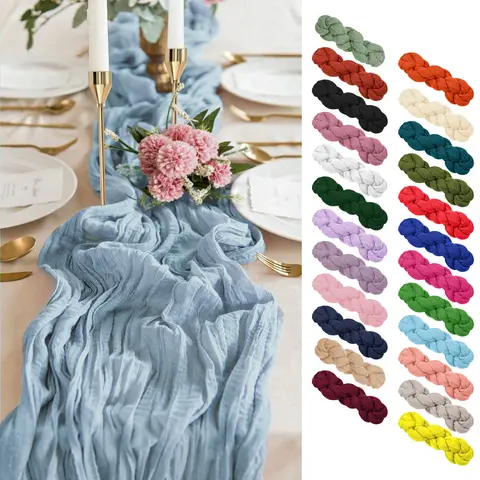 Elegant Cheesecloth Table Runner 10ft 21x120" for Wedding Party Bridal Shower Thanksgiving Christmas Decoration Rustic Romantic Long Tablecloth Vintage Farmhouse Tablecloth,#Back-to-school #Halloween