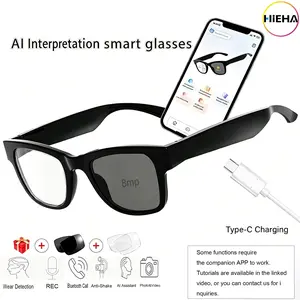Shiny Black | Smart AI Glasses for Men, Women  8 MP Ultra-Wide Camera, Open-Ear Speakers for Audio, Video Recording and Bluetooth  Color Changing Lenses  Wearable Technology Translation in Multiple LanguagesPhotography UV Wireless Button