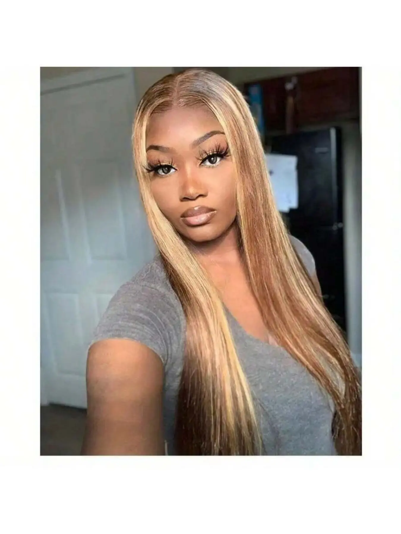 Ombre Lace Front Wig Human Hair 180% Density 4/27 Brown 