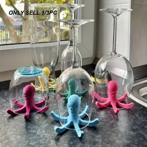 3pcs Octopus Bottle & Glass Dryer Stand, 3D Printed Silicone Dish Drainer, Non-Slip Design, Unique Kitchen Accessory for Cups, Bottles, Mugs, Dish Drainer Organizer