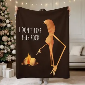 Marcus The Worm VR Chat Meme Funny Flannel Blanket, I Don't Like This Rock Sherpa Throw, Cozy Blanket for Meme Lovers, Gaming Gift Idea for Friends,Thin Blanket Dream Workshop