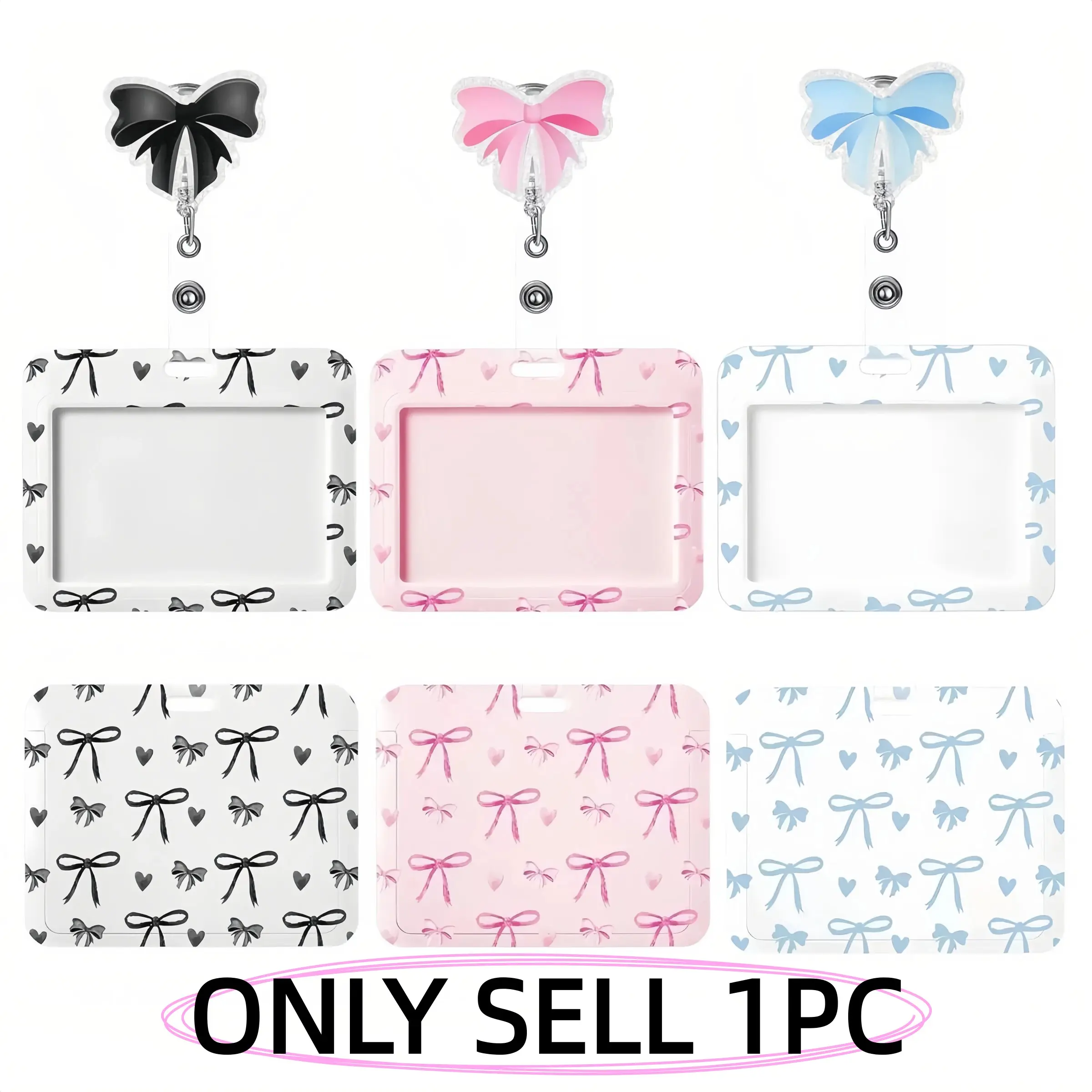 Nurse Day Gift Nurse Badge Reel, Nursing Badge Reel, Retractable Badge Holders, Pink/Blue Bow ID Holder Retractable 4.72 x 3.54In with Alligator Clip for Doctor, Nurse, Teacher, Student, Office Worker, Volunteer Healthcare Accessories, Easter Nurses Week