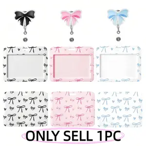 Nurse Day Gift Nurse Badge Reel Pink/Blue/Black Bow ID Holder Retractable Badge Reel 4.72 x 3.54In Cute Nurse Badge Reel ID Card Holder with Alligator Clip for Doctor Nurse Teacher Student Office Worker Volunteer Healthcare Accessories, Easter Nurses Week