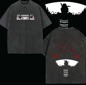 valentine shirts Retro Vintage Limited Uchiha the Betrayer - Naruto Anime Double Printed Washed Tee Unisex Oversize Anime Manga Lightweight Cotton T-Shirt Anime Fan
