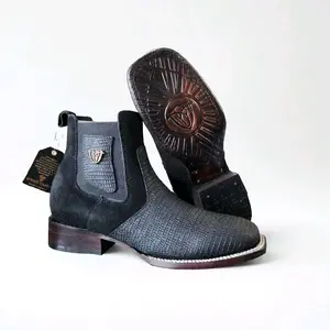 Lizard Print Square Toe Ankle Boots