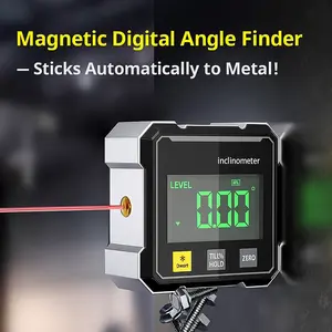 Woodworking Tools magnetic leveling tool 4-Sided Magnetic Dual Laser Inclinometer Digital Angle Measuring Instrument with Tilt Measurement Precision Laser Engraved Aluminum Miter Saw Protractor