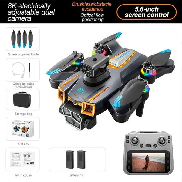 A19 Pro Rechargeable Electronic Drone Quadcopter - Brushless Motor, Screen Remote Controller, Camera, Charging Cable, Beginner-Friendly, Obstacle Avoid for Social Media Videography & Content Creation