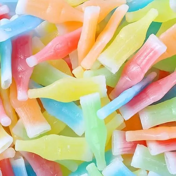 Nik-L-Nips Vintage Wax Bottle Candy Drinks Filled with Syrups (Cherry, Orange, Lemon, Blue Raspberry, and Apple) 1 Pound Pack Bonbon Sweet Snack