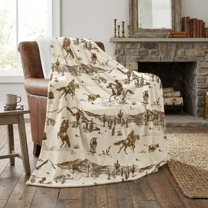 1pcs Western Horse-Riding Chaser Themed Flannel Blanket, Digital Print, Sofa Bed Cover Blanket, Skin-Friendly Soft, Christmas New Year Gift, Suitable For All Year Round