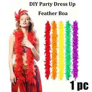 Large Feather Boa, 40g, DIY Party Costume Accessory, Party Supplies, Party Props, Multicolor Feather Boa Scarf Decoration, Perfect for Various Events and Decorations