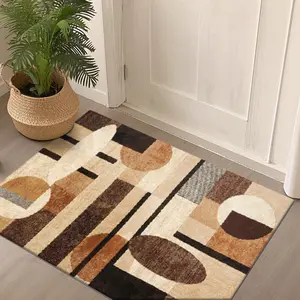 Velvet soft and comfortable patterned printed carpet, suitable for multiple scenarios, available in various sizes, soft and non-shedding, Geometric Pattern Rug