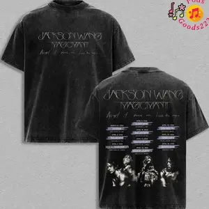 Jackson Wang MAGIC MAN II Vintage Washed Oversized T Shirt, K Pop World Tour Graphic Tee, Team Wang Music Streetwear Shirt, Heavyweight Cotton Concert Merchandise Gift for Jackson Wang Fans 3WI